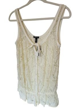 FANG Cream Lace Tie-Front Top